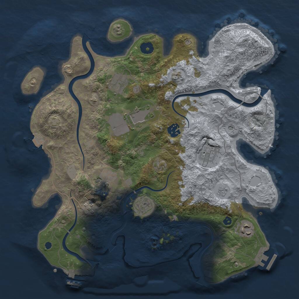 Rust Map: Procedural Map, Size: 3500, Seed: 19157, 14 Monuments