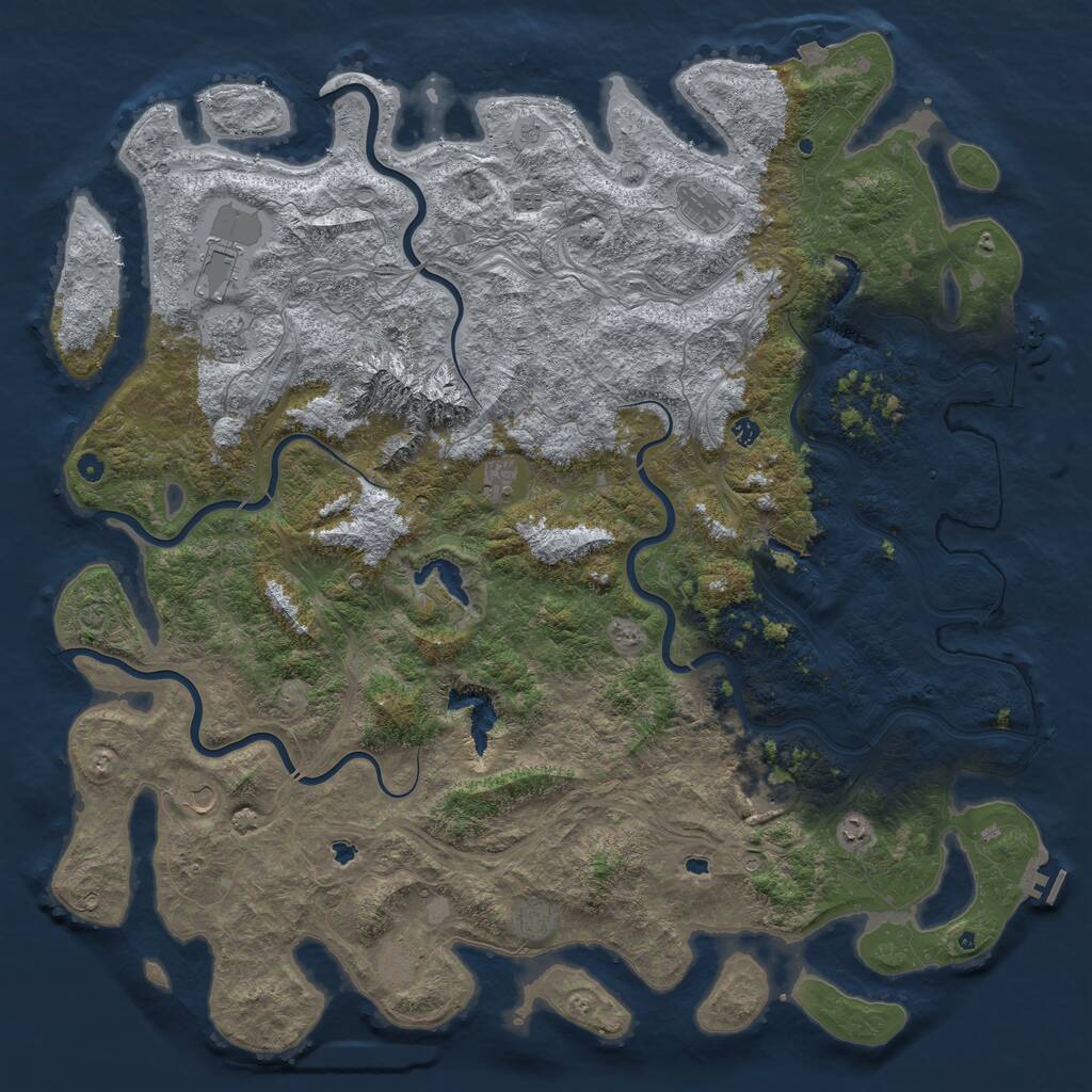 Rust Map: Procedural Map, Size: 6000, Seed: 1691981624, 17 Monuments