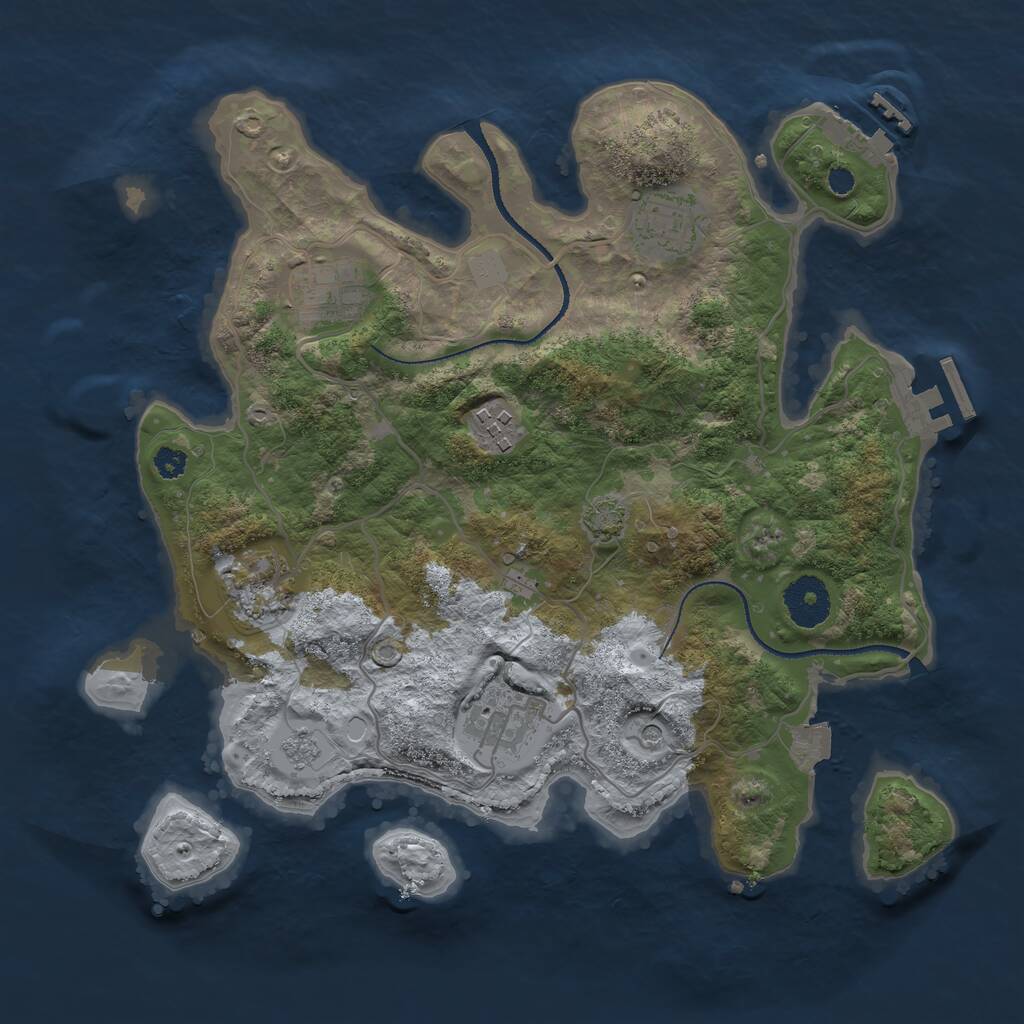 Rust Map: Procedural Map, Size: 3200, Seed: 49991, 11 Monuments