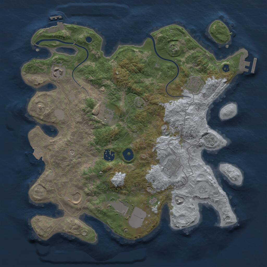 Rust Map: Procedural Map, Size: 3500, Seed: 6457735, 14 Monuments