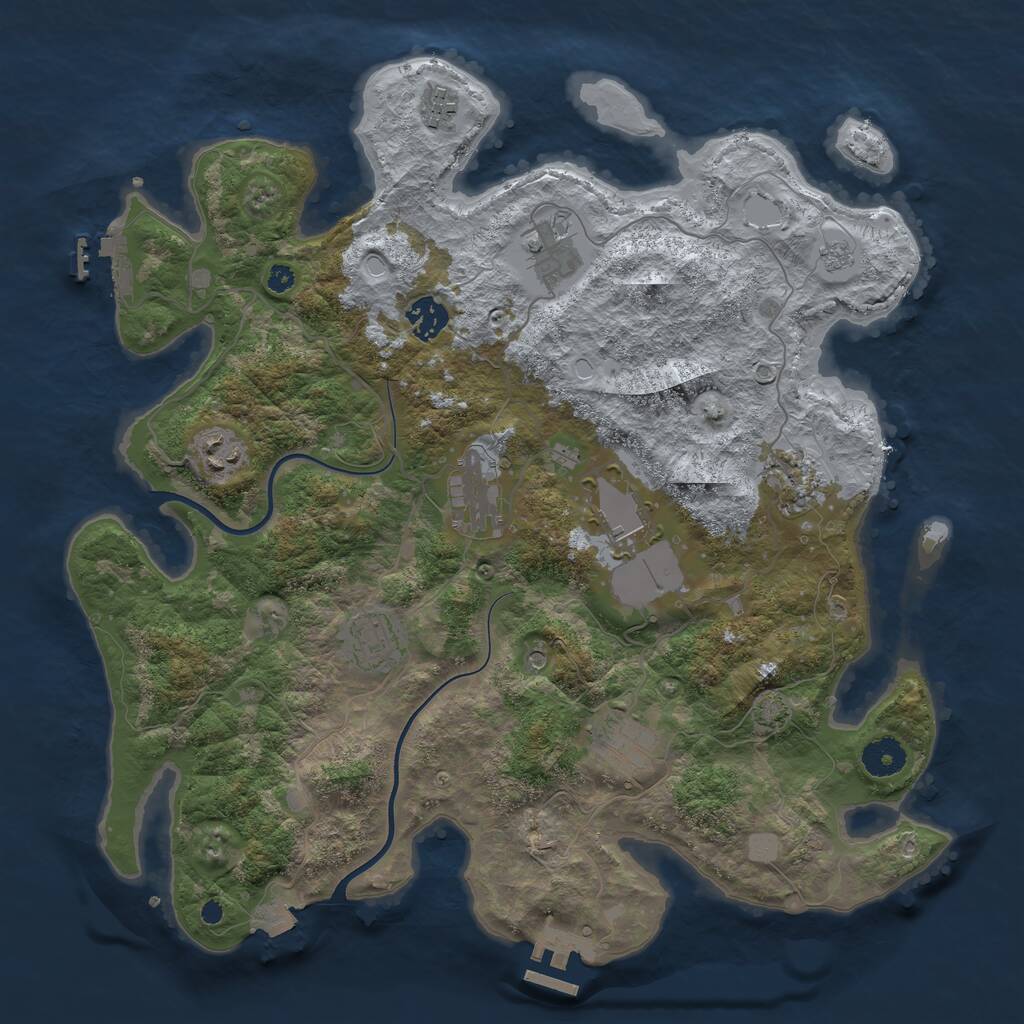 Rust Map: Procedural Map, Size: 3750, Seed: 1993622456, 15 Monuments