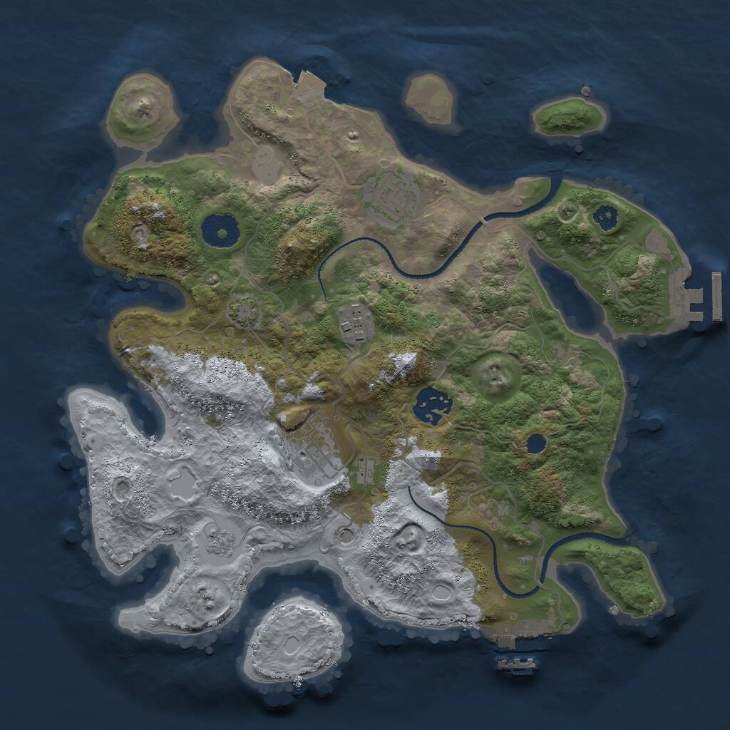 Rust Map: Procedural Map, Size: 3000, Seed: 13895, 10 Monuments