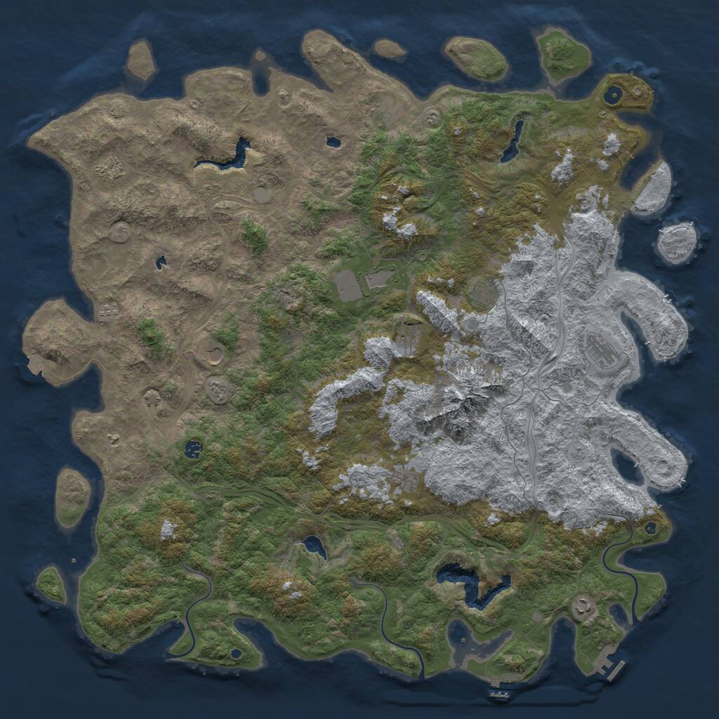 Rust Map: Procedural Map, Size: 6000, Seed: 1856218415, 17 Monuments