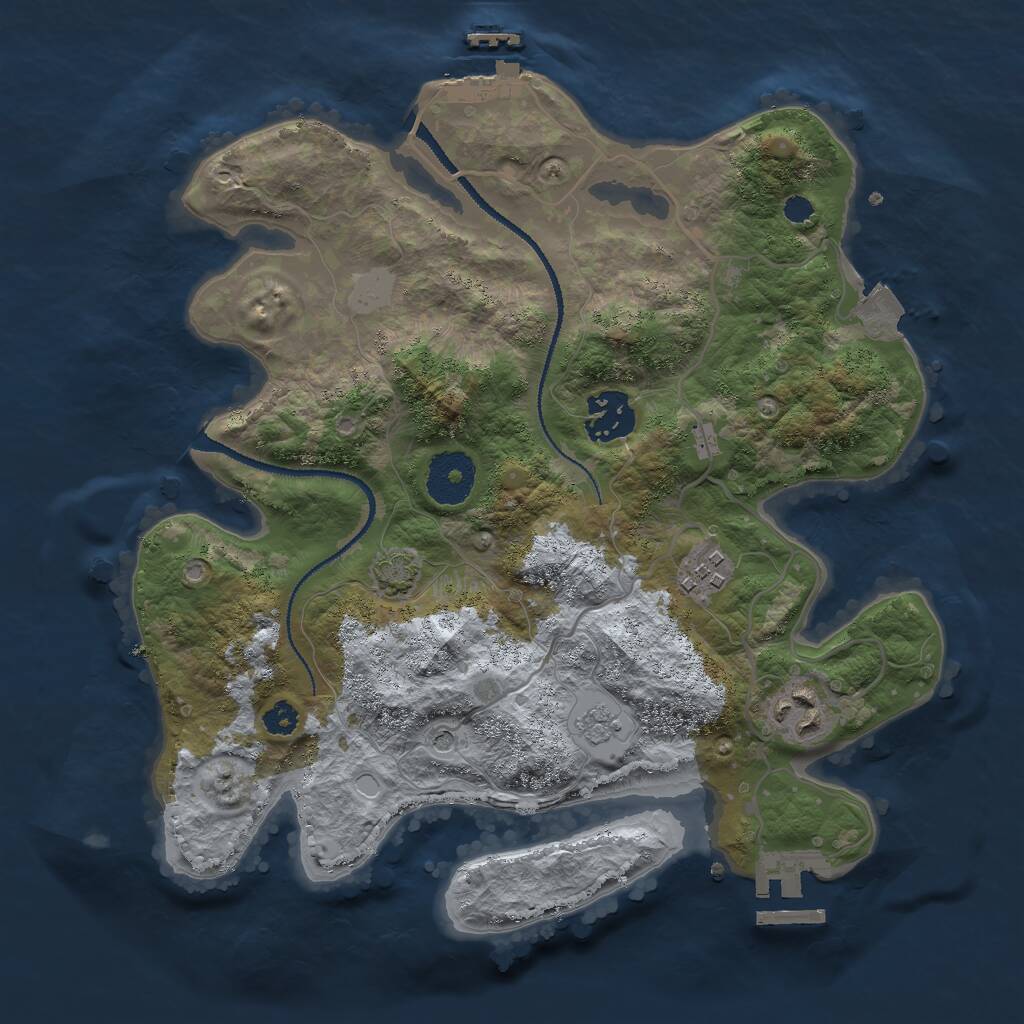 Rust Map: Procedural Map, Size: 3000, Seed: 121447975, 9 Monuments