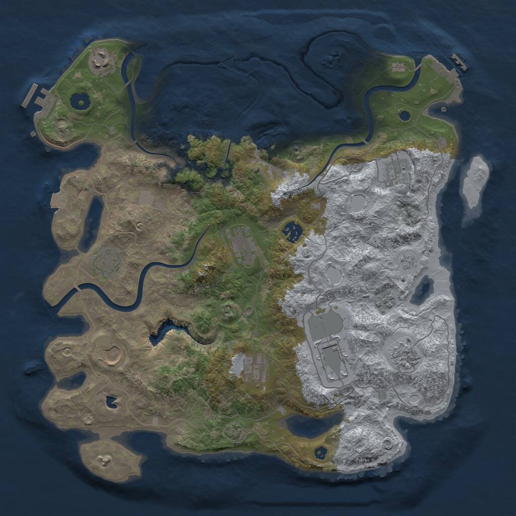 Rust Map: Procedural Map, Size: 4000, Seed: 85364948, 16 Monuments