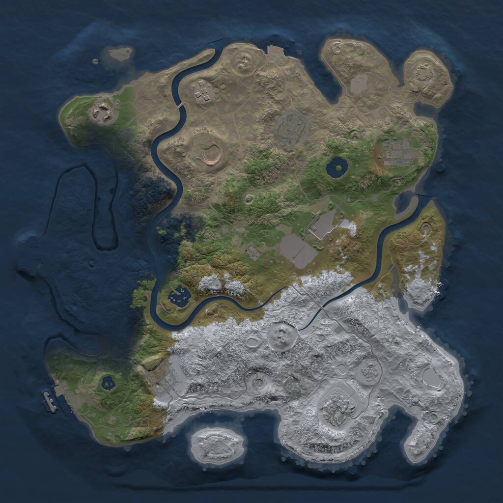 Rust Map: Procedural Map, Size: 3600, Seed: 423392, 15 Monuments