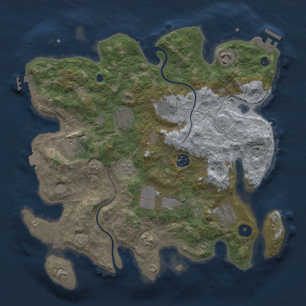 Rust Map: Procedural Map, Size: 3500, Seed: 393904120, 14 Monuments