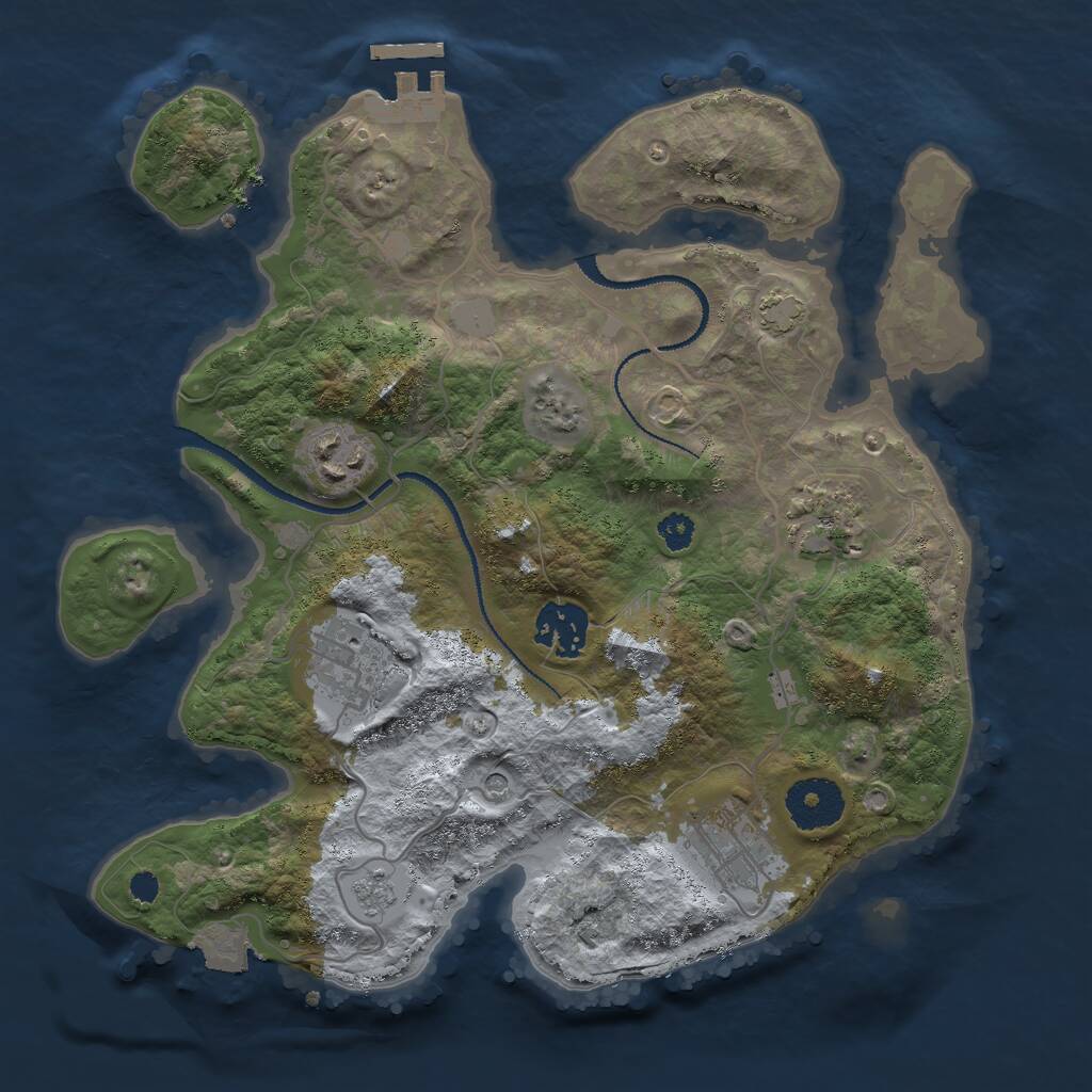 Rust Map: Procedural Map, Size: 3000, Seed: 32562, 10 Monuments