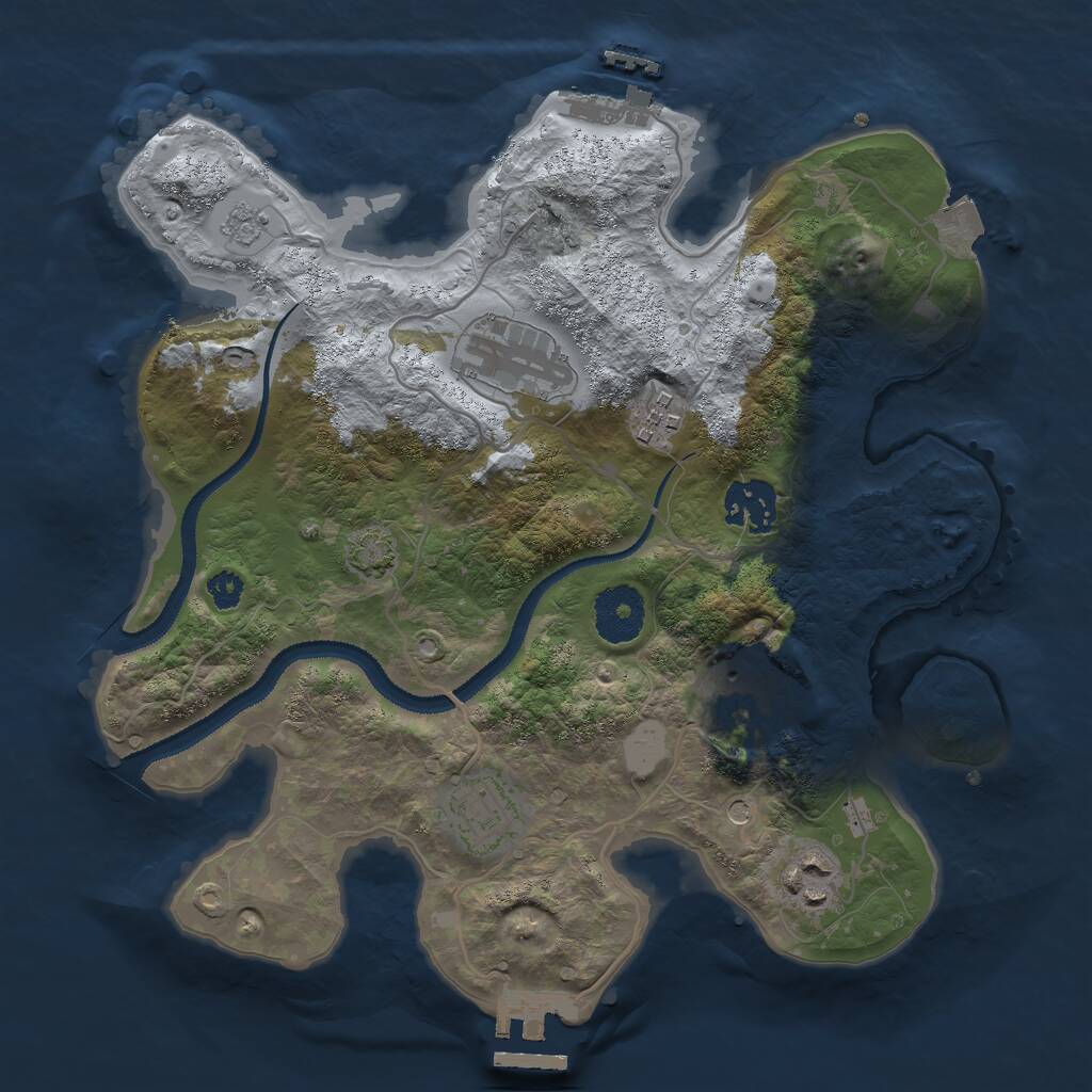 Rust Map: Procedural Map, Size: 3000, Seed: 1691981624, 12 Monuments