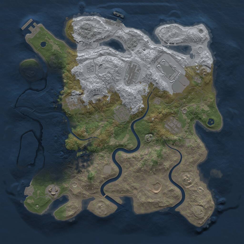 Rust Map: Procedural Map, Size: 3500, Seed: 722070522, 15 Monuments