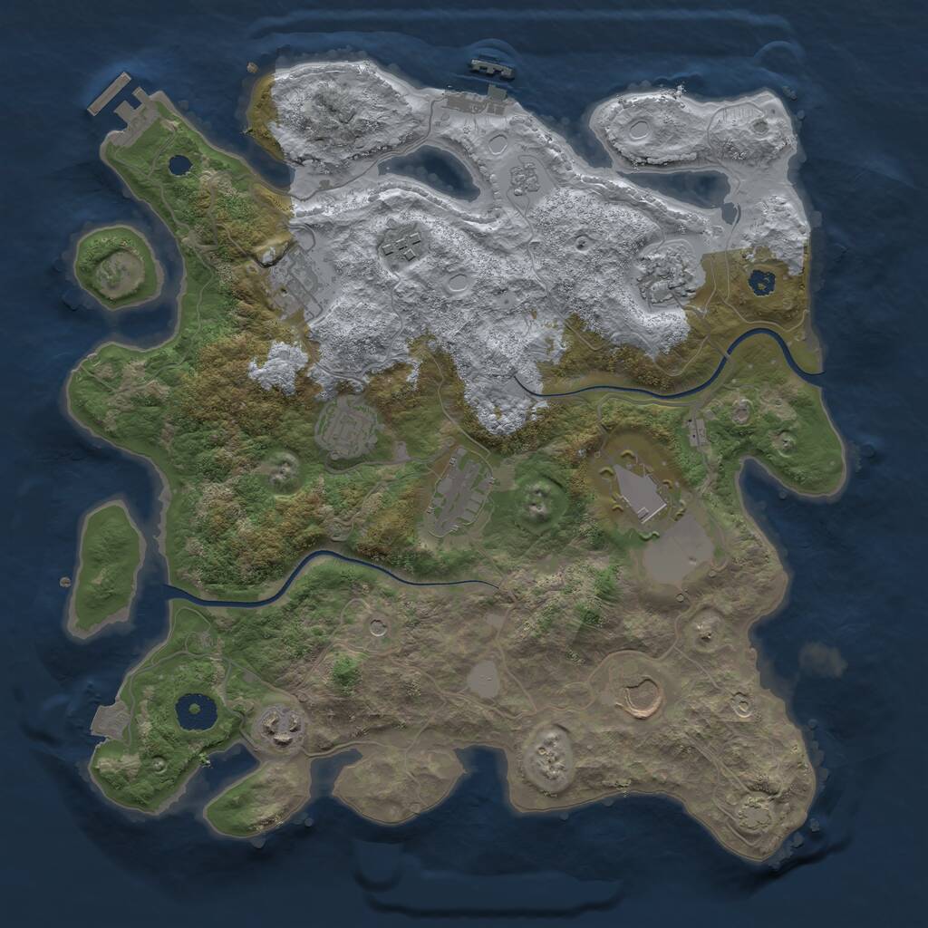 Rust Map: Procedural Map, Size: 3500, Seed: 722070522, 14 Monuments