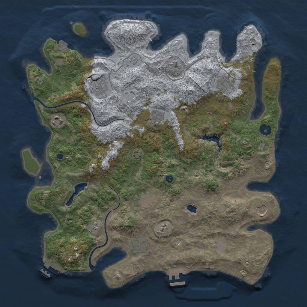 Rust Map: Procedural Map, Size: 4000, Seed: 52651, 14 Monuments