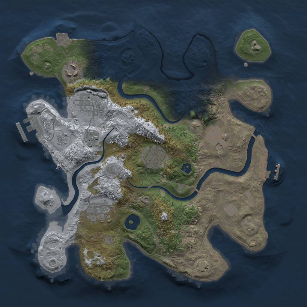 Rust Map: Procedural Map, Size: 3000, Seed: 3901, 12 Monuments