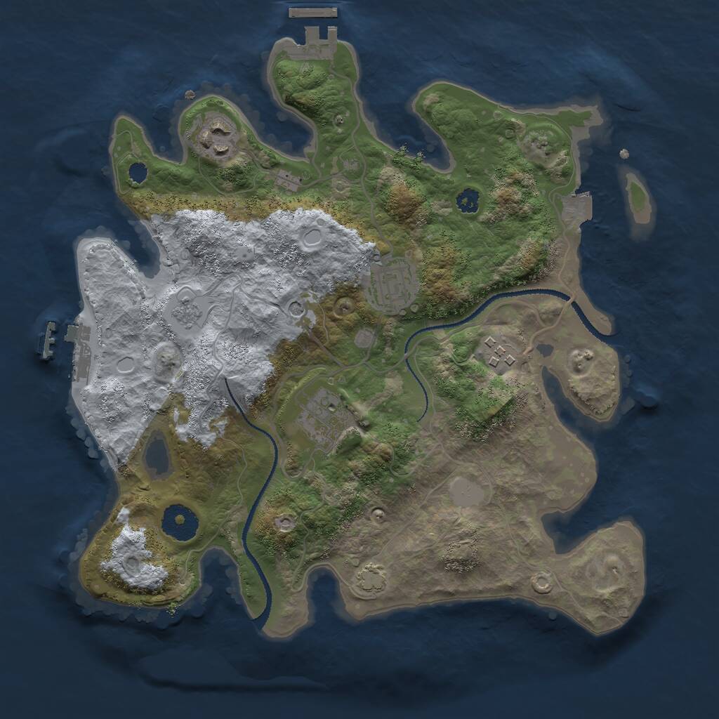 Rust Map: Procedural Map, Size: 3000, Seed: 834598420, 10 Monuments