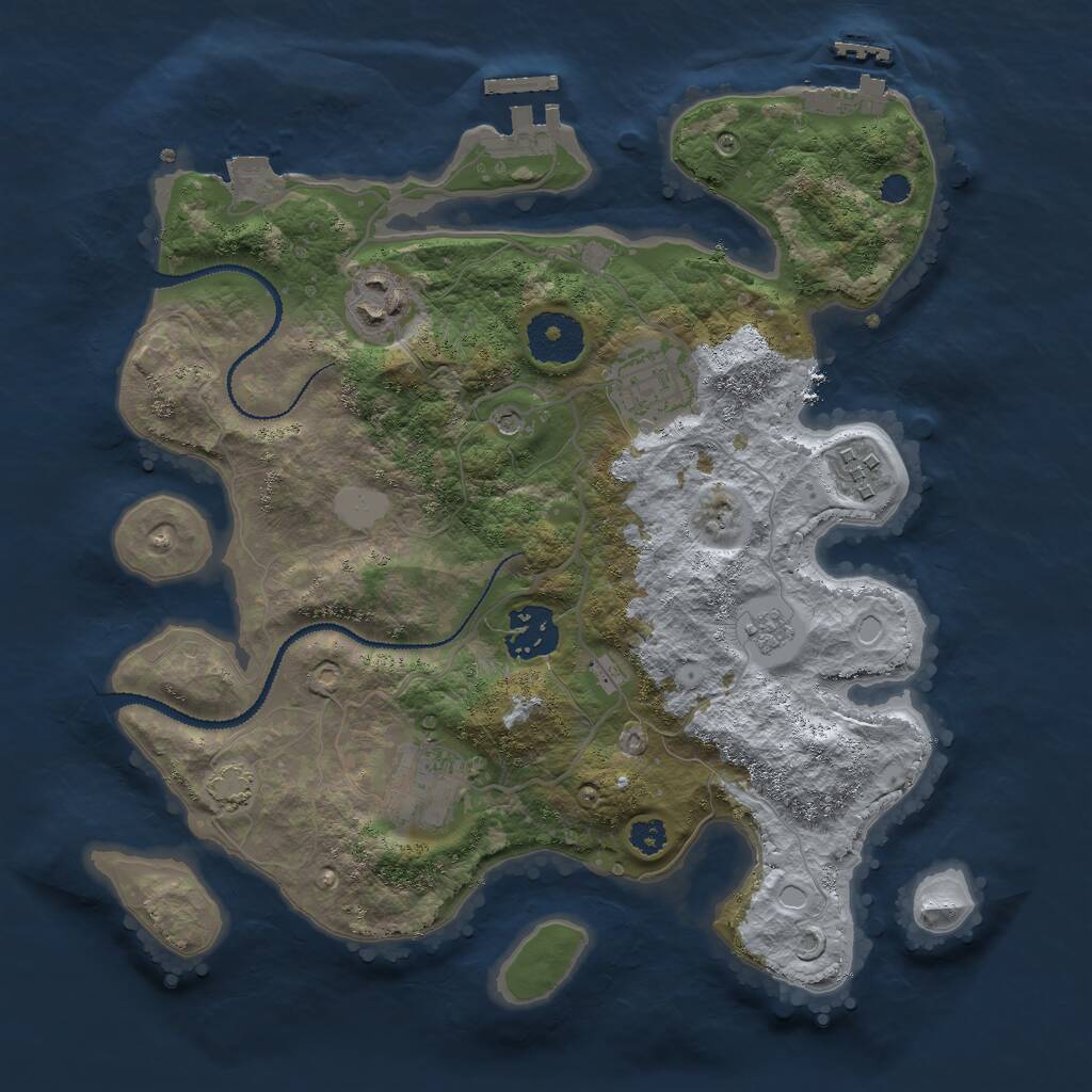 Rust Map: Procedural Map, Size: 3000, Seed: 96445, 11 Monuments