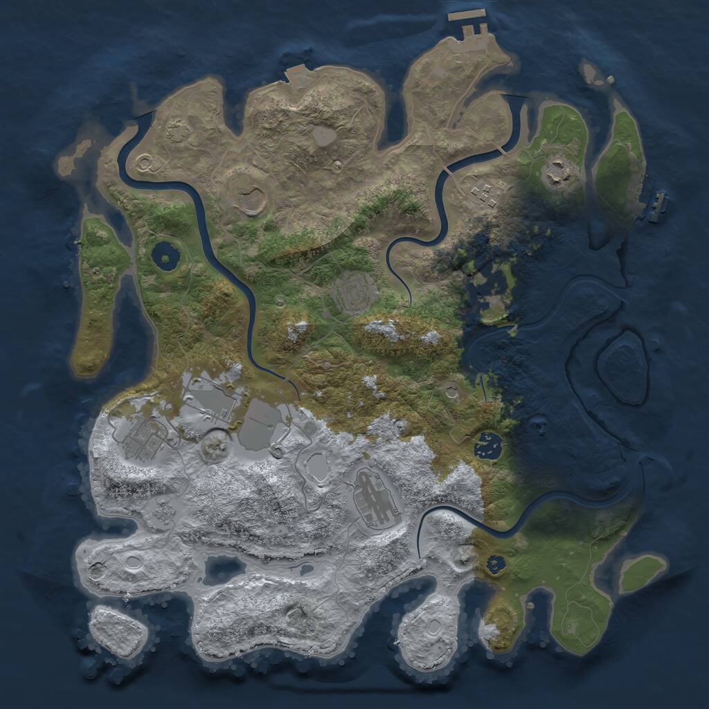 Rust Map: Procedural Map, Size: 3800, Seed: 25460, 15 Monuments