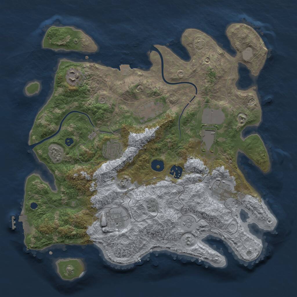 Rust Map: Procedural Map, Size: 3500, Seed: 429262551, 13 Monuments
