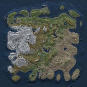 Thumbnail Rust Map: Procedural Map, Size: 4000, Seed: 1025921684, 13 Monuments