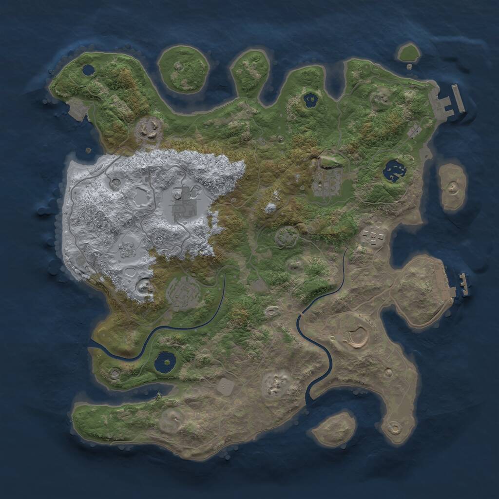 Rust Map: Procedural Map, Size: 3500, Seed: 653425434, 13 Monuments