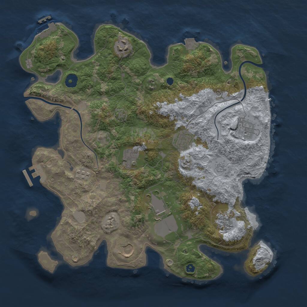Rust Map: Procedural Map, Size: 3500, Seed: 27330, 14 Monuments