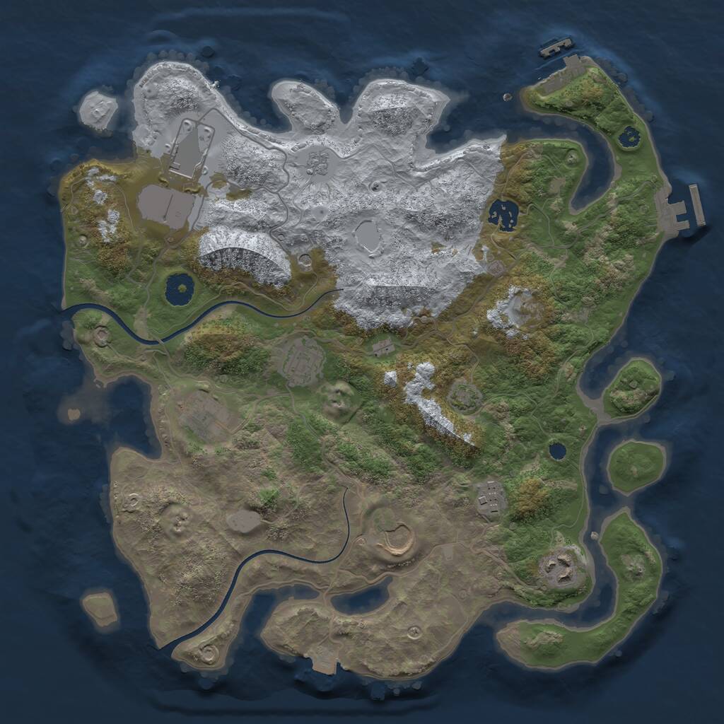 Rust Map: Procedural Map, Size: 3500, Seed: 452459648, 13 Monuments