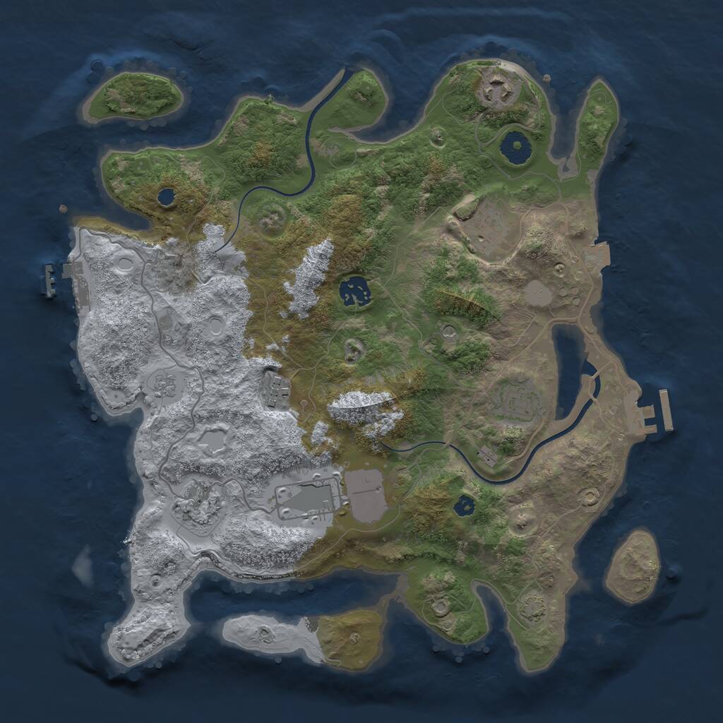 Rust Map: Procedural Map, Size: 3500, Seed: 1326695156, 13 Monuments