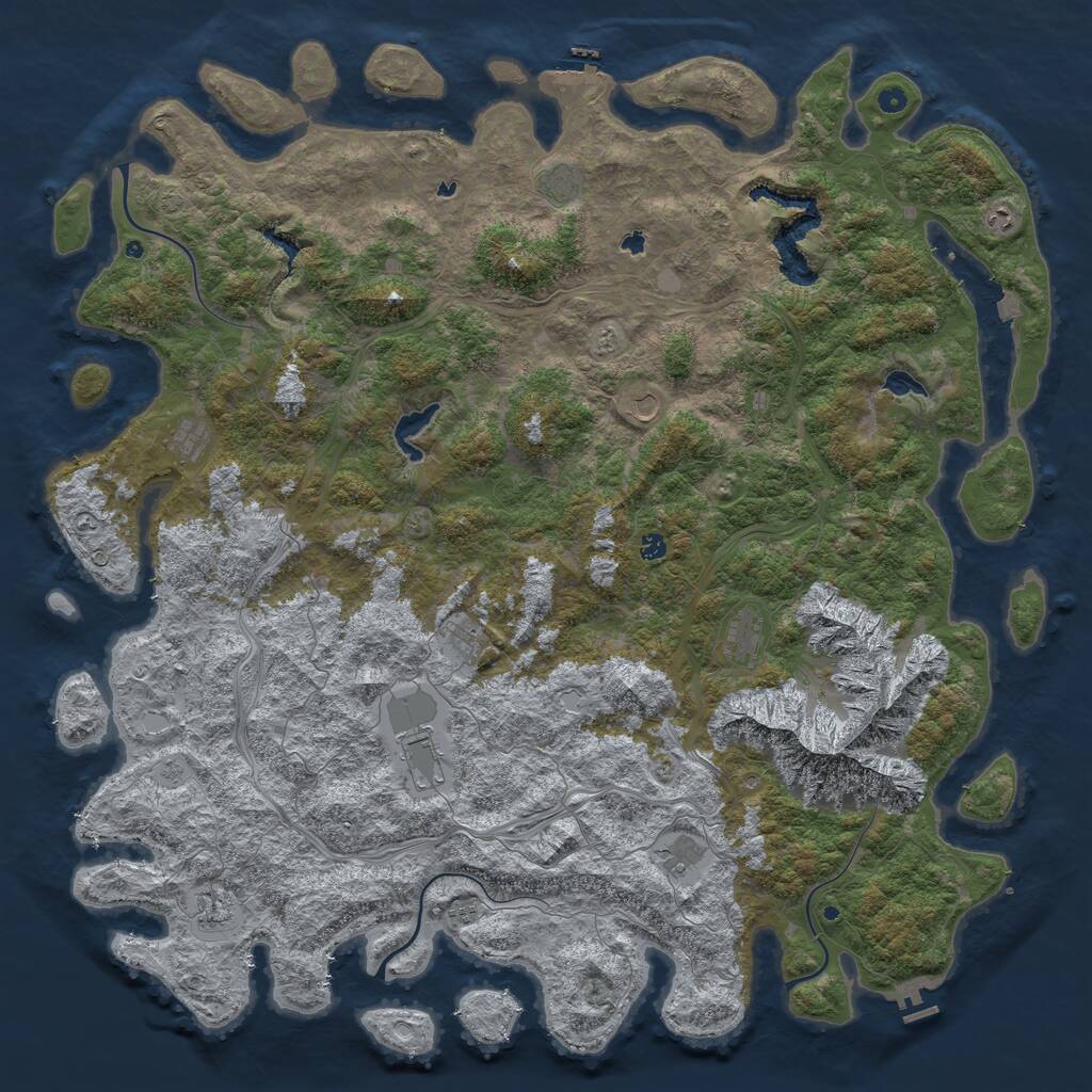 Rust Map: Procedural Map, Size: 6000, Seed: 8441351, 17 Monuments