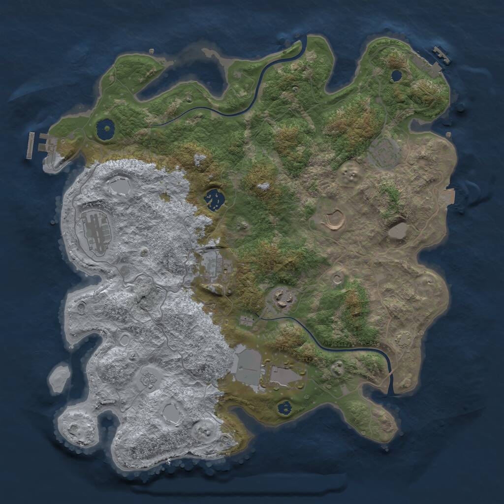 Rust Map: Procedural Map, Size: 3750, Seed: 241302129, 13 Monuments
