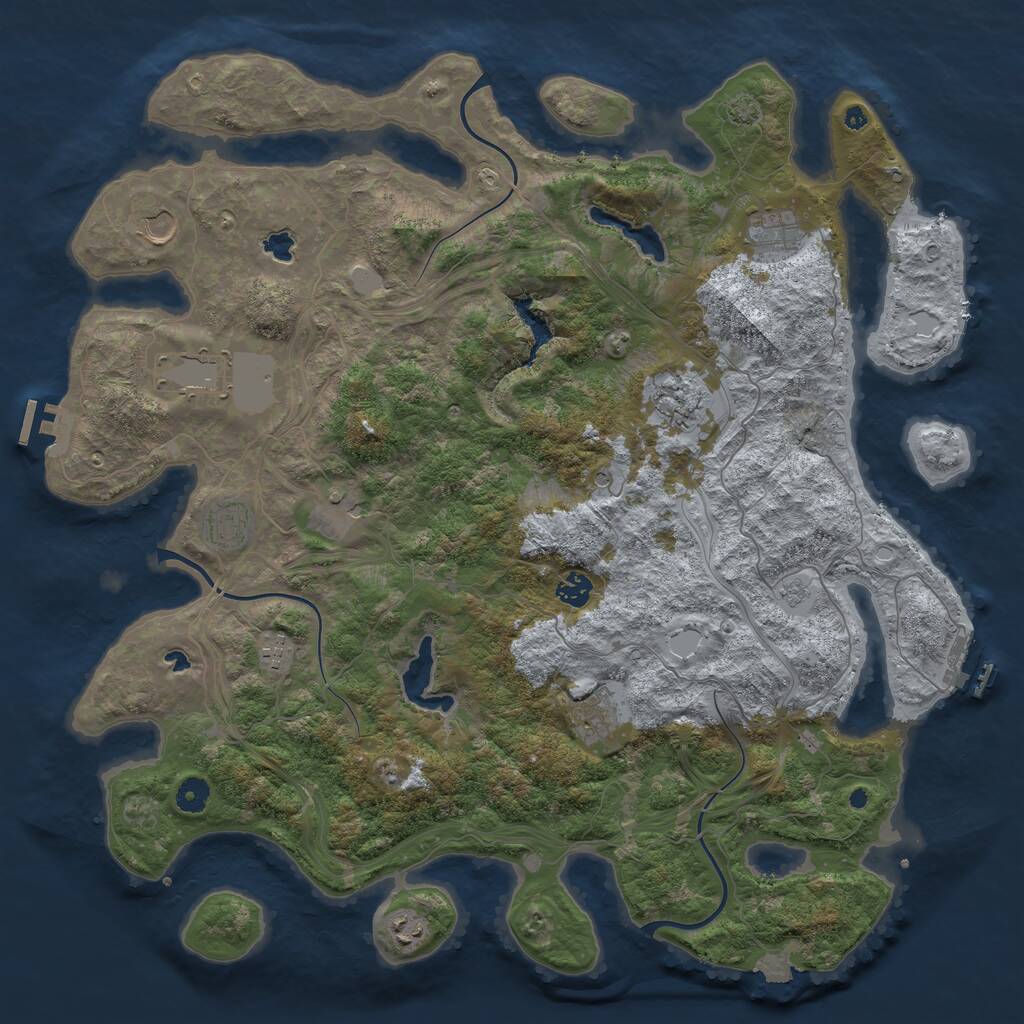 Rust Map: Procedural Map, Size: 4500, Seed: 715138568, 16 Monuments