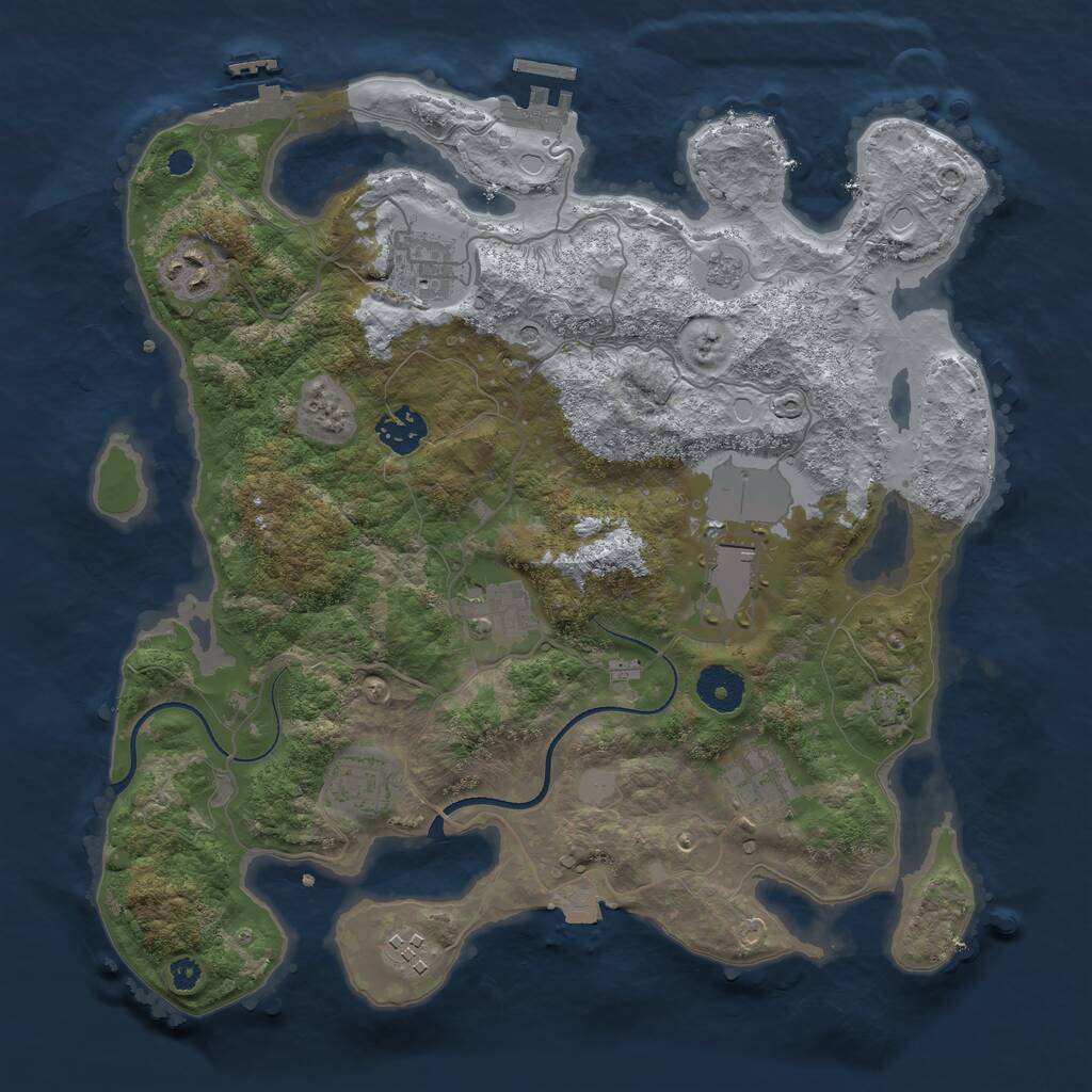 Rust Map: Procedural Map, Size: 3500, Seed: 1855163758, 14 Monuments