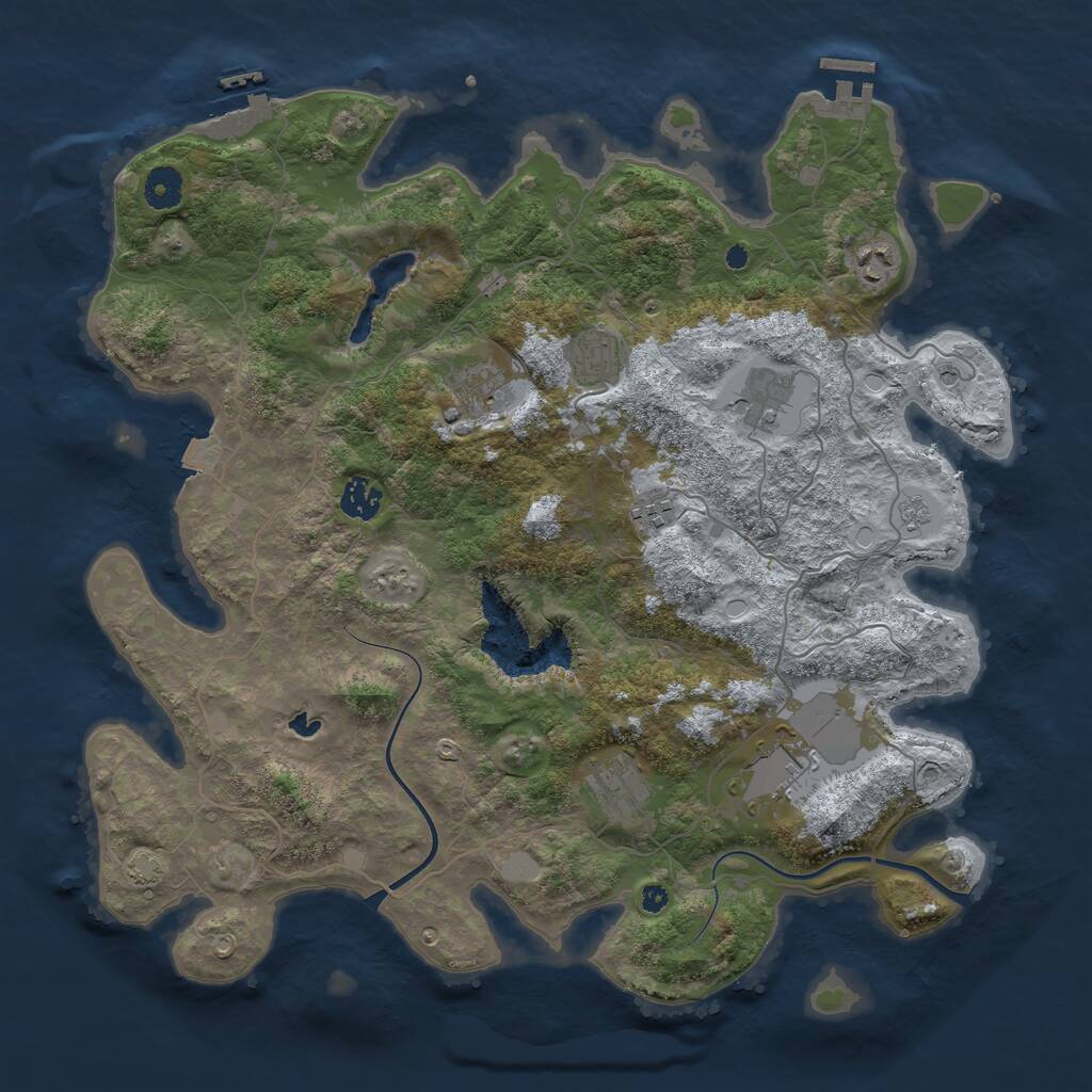 Rust Map: Procedural Map, Size: 4000, Seed: 1005318369, 14 Monuments