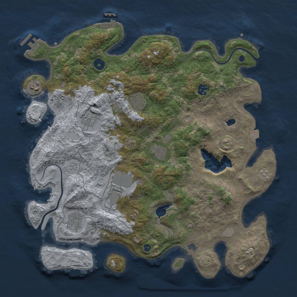 Rust Map: Procedural Map, Size: 4000, Seed: 99331049, 14 Monuments