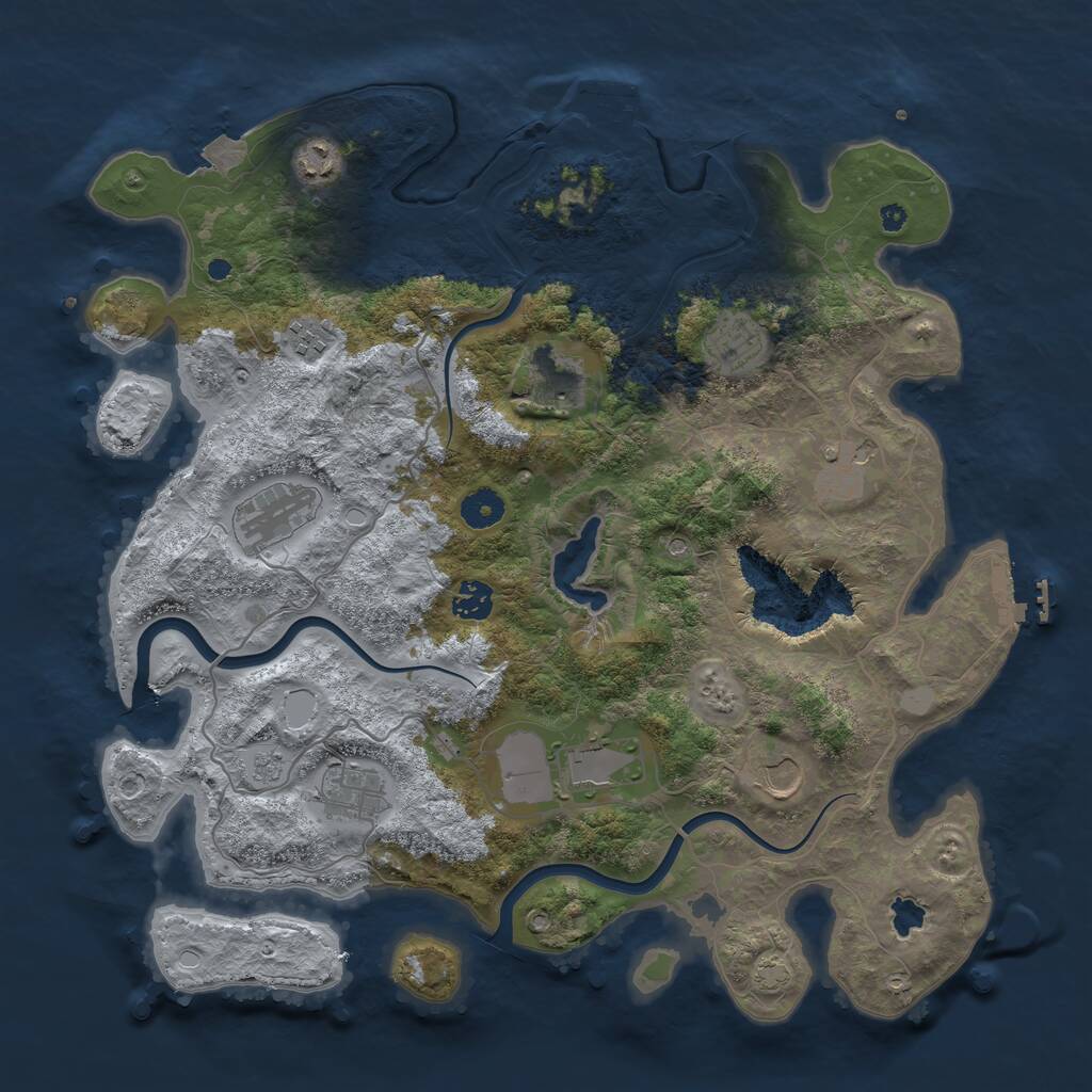 Rust Map: Procedural Map, Size: 4000, Seed: 99331049, 16 Monuments