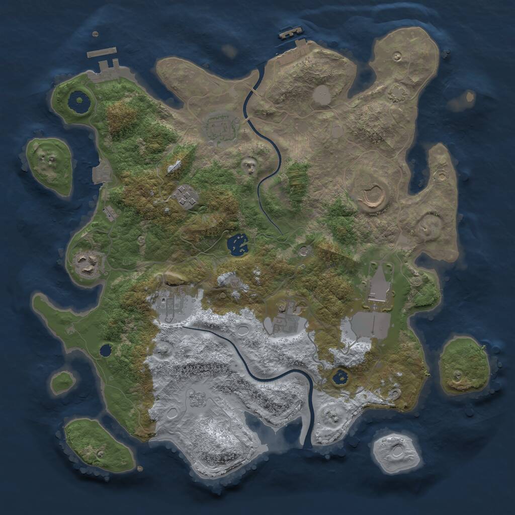 Rust Map: Procedural Map, Size: 3500, Seed: 961372807, 14 Monuments
