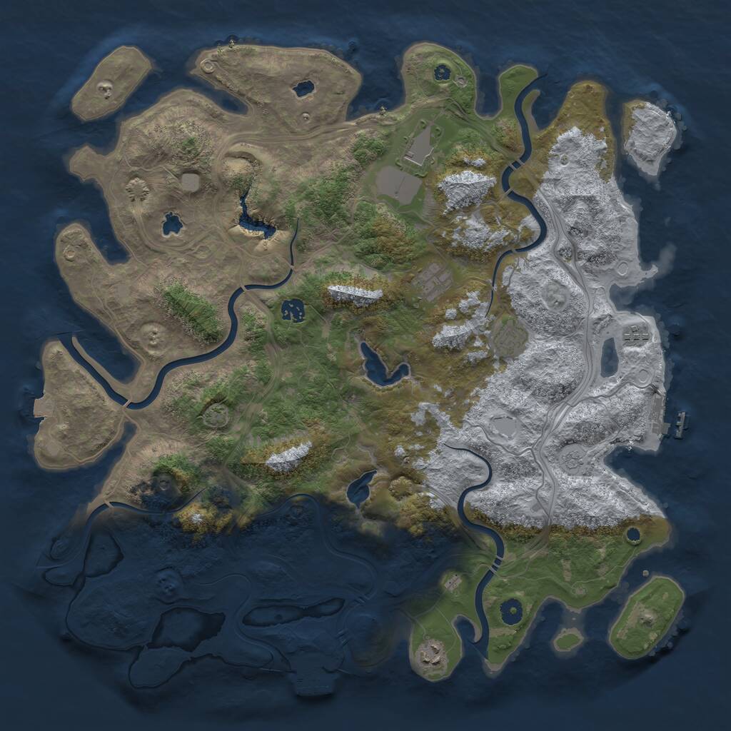 Rust Map: Procedural Map, Size: 4500, Seed: 54564654, 12 Monuments