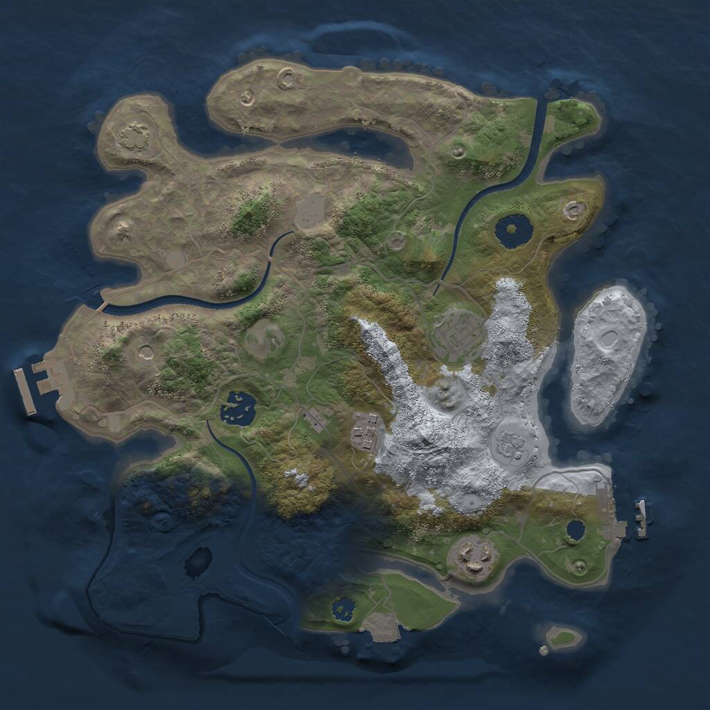 Rust Map: Procedural Map, Size: 3000, Seed: 22016, 10 Monuments