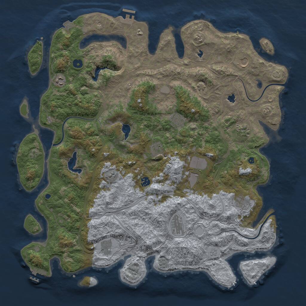 Rust Map: Procedural Map, Size: 4800, Seed: 910933887, 17 Monuments