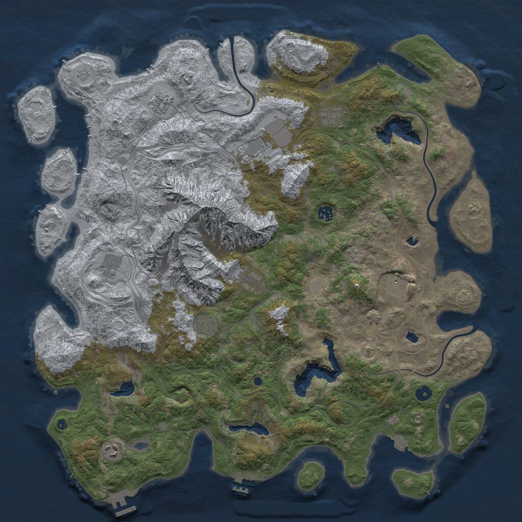 Rust Map: Procedural Map, Size: 5005, Seed: 1207308427, 16 Monuments