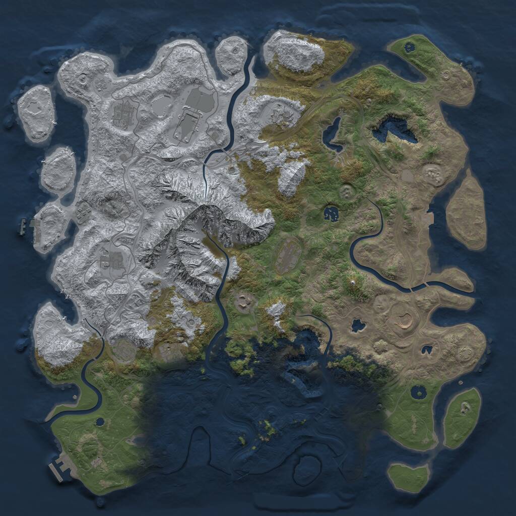 Rust Map: Procedural Map, Size: 5005, Seed: 1207308427, 17 Monuments