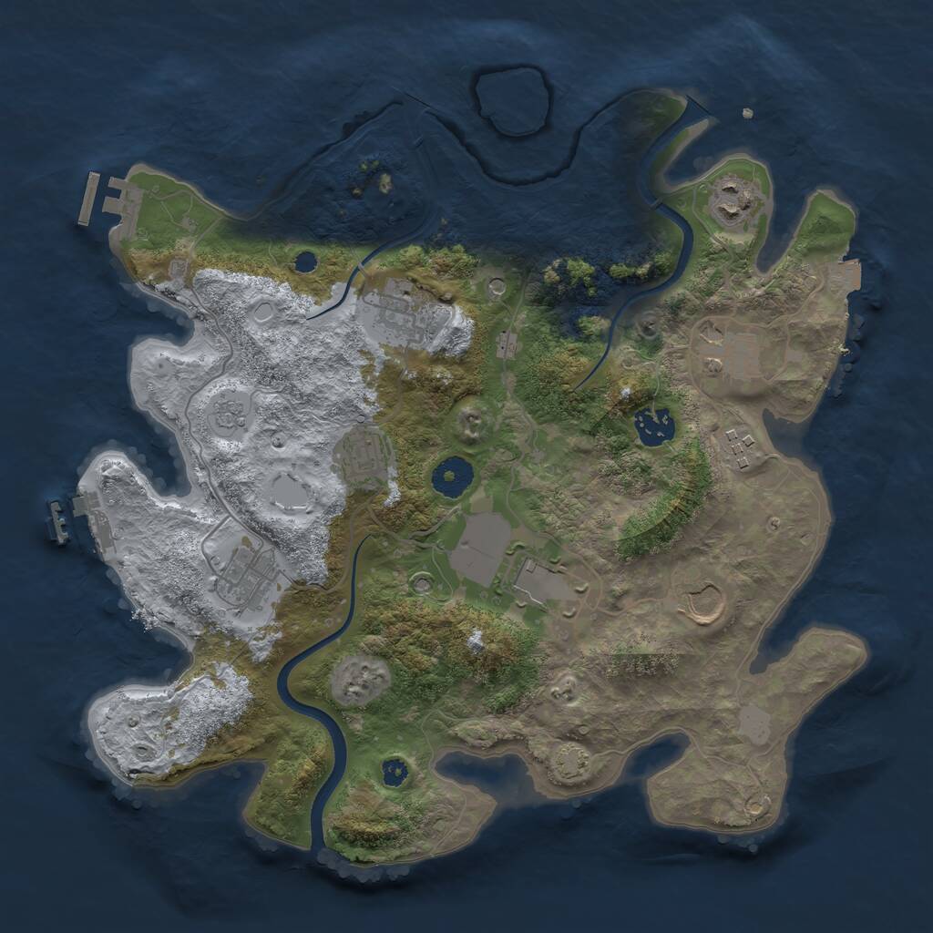 Rust Map: Procedural Map, Size: 3500, Seed: 343168819, 15 Monuments