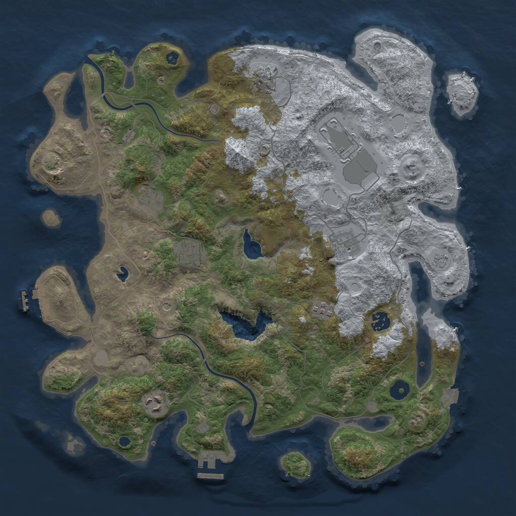 Rust Map: Procedural Map, Size: 4000, Seed: 1394313775, 14 Monuments