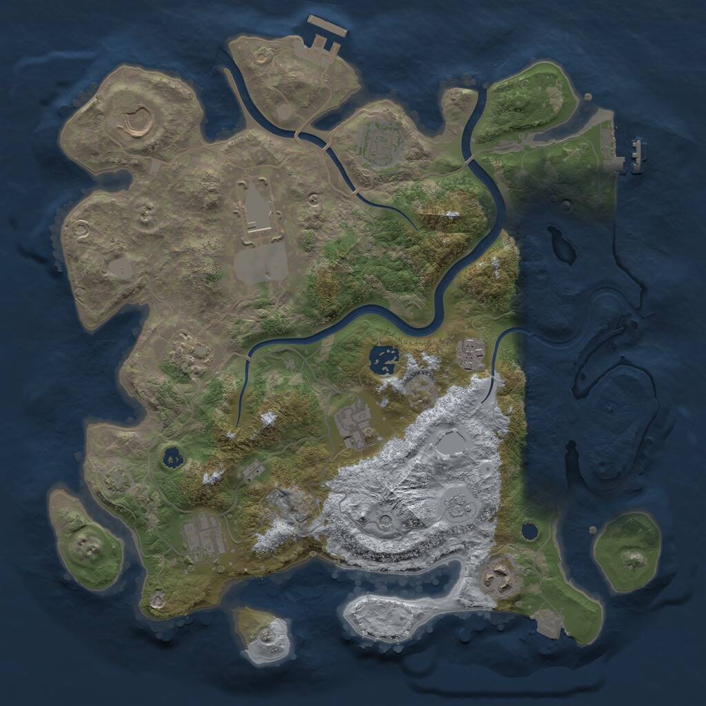 Rust Map: Procedural Map, Size: 3500, Seed: 815370480, 15 Monuments