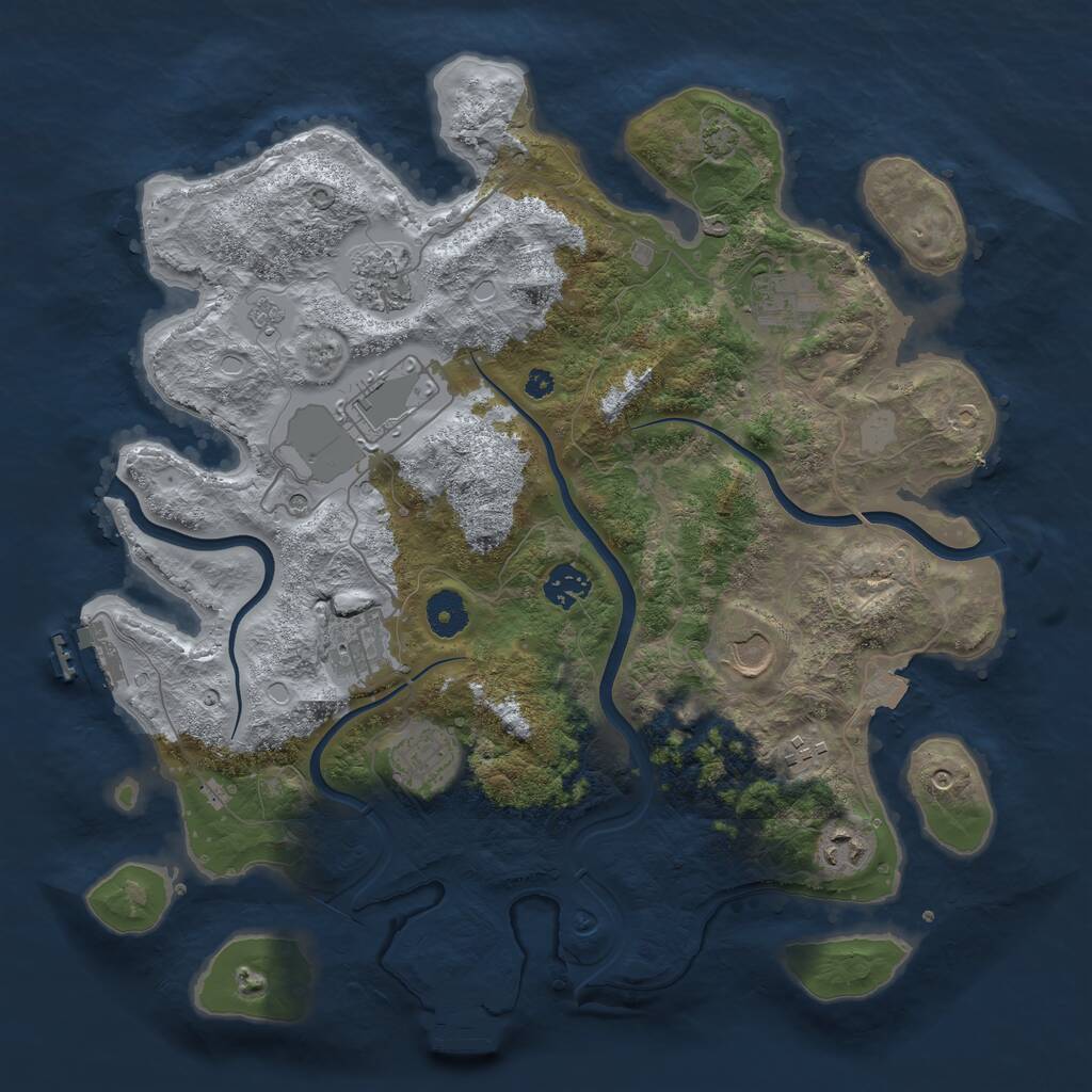 Rust Map: Procedural Map, Size: 3750, Seed: 1165907824, 15 Monuments