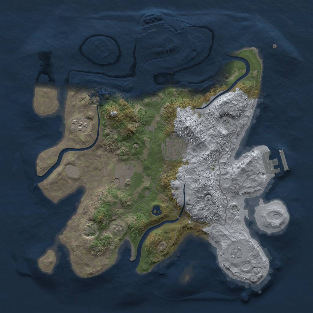 Rust Map: Procedural Map, Size: 3000, Seed: 1057134411, 9 Monuments
