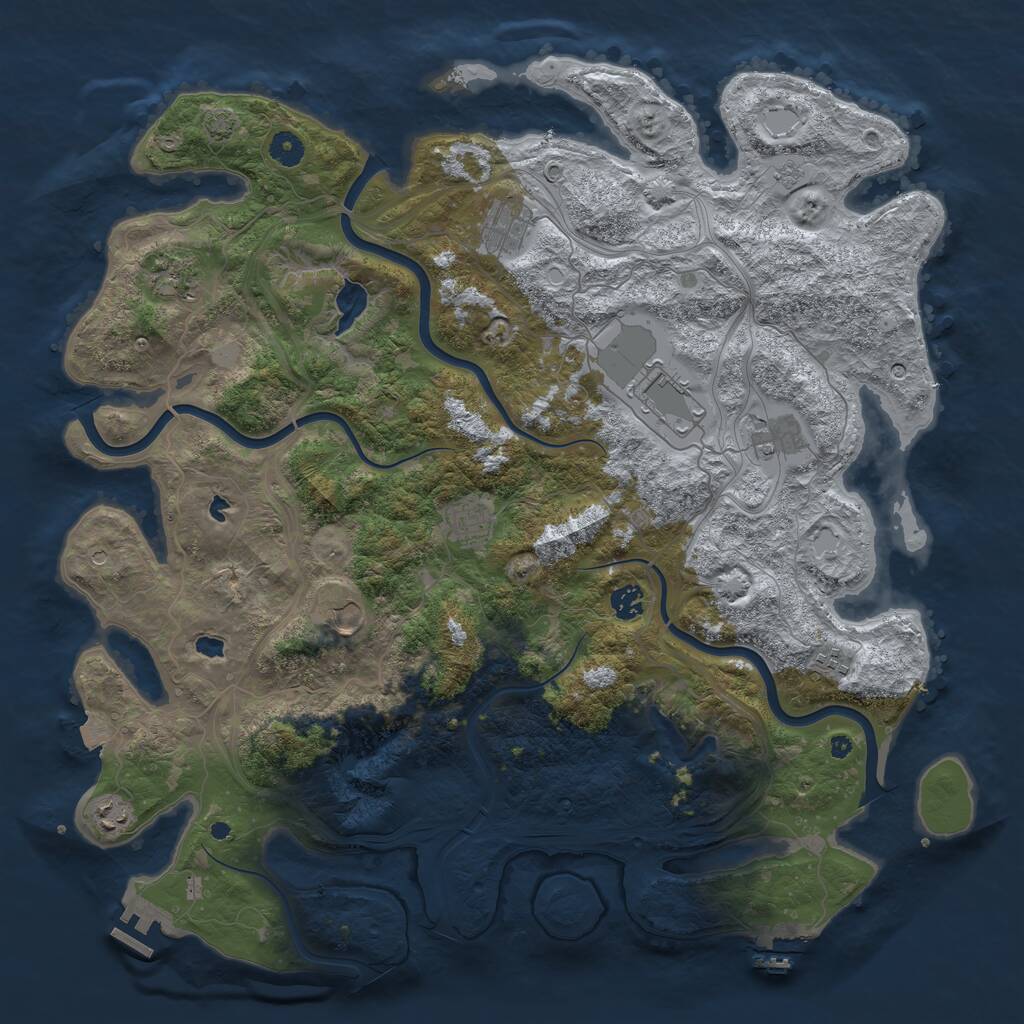 Rust Map: Procedural Map, Size: 4500, Seed: 258627649, 15 Monuments