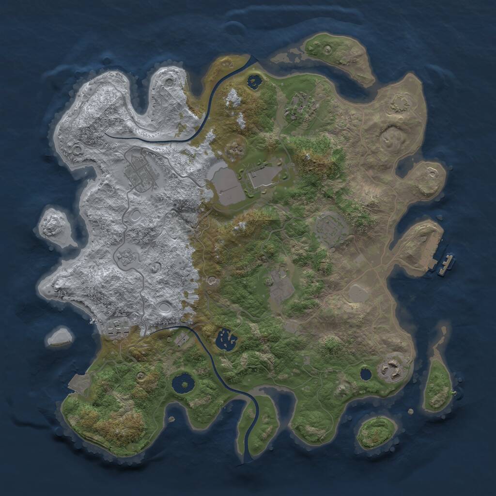 Rust Map: Procedural Map, Size: 3500, Seed: 1080070877, 13 Monuments