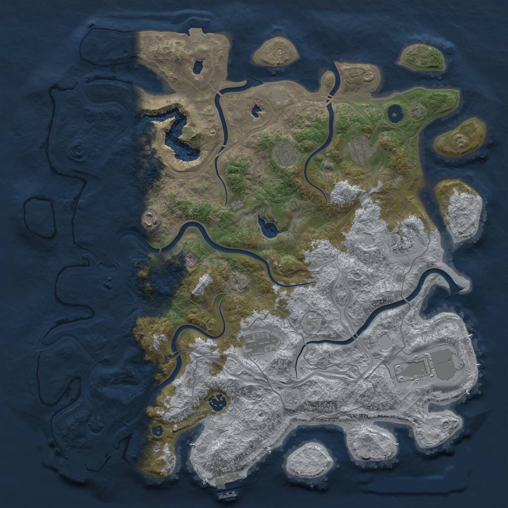 Rust Map: Procedural Map, Size: 4500, Seed: 50582400, 14 Monuments