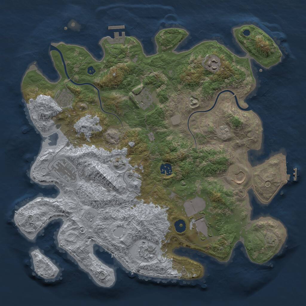 Rust Map: Procedural Map, Size: 3750, Seed: 951358237, 15 Monuments
