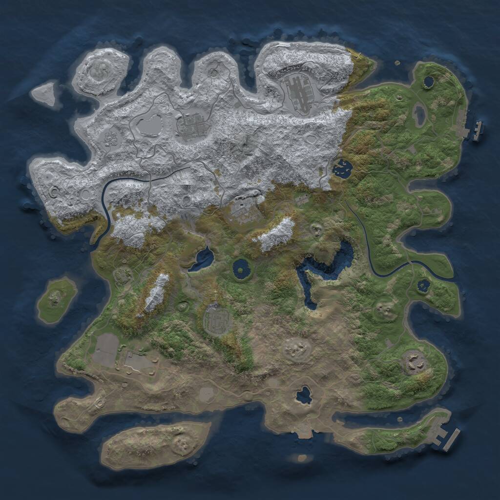 Rust Map: Procedural Map, Size: 4000, Seed: 1623921870, 13 Monuments