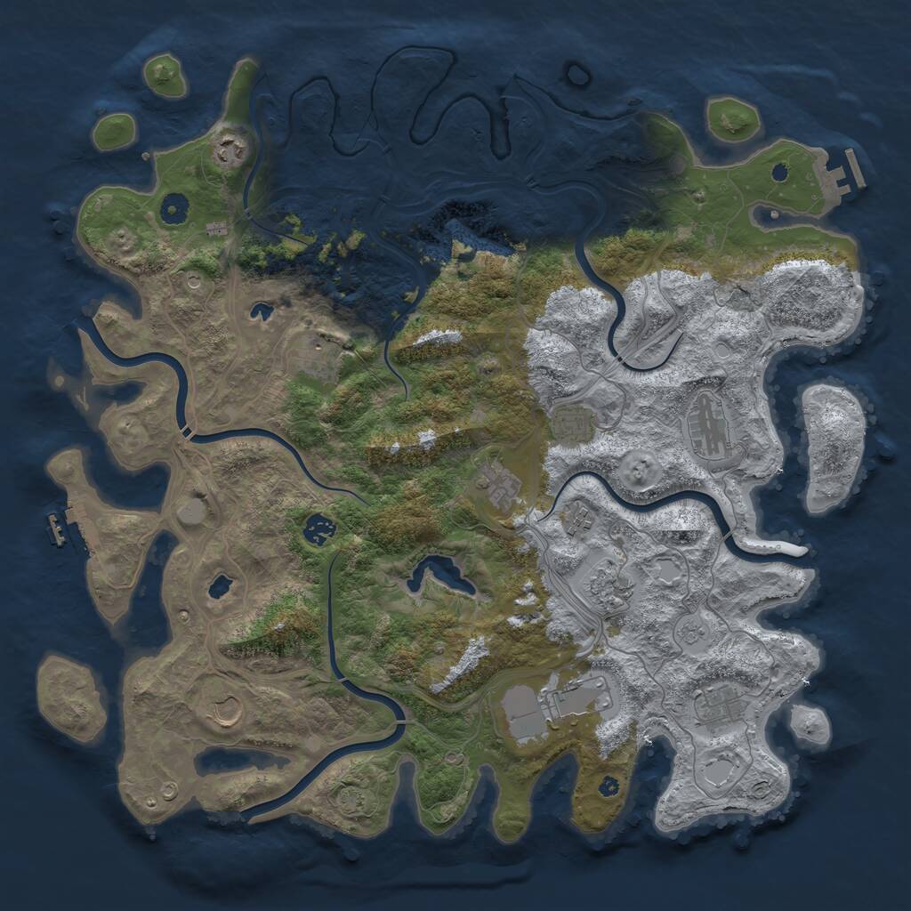 Rust Map: Procedural Map, Size: 4500, Seed: 687396563, 17 Monuments